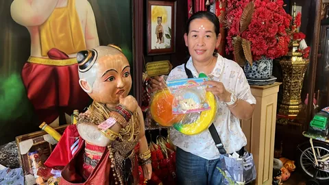 สาวขนสกุชชี่แก้บน “ไอ้ส้มฉุน” วัดทรงเสวย ติดใจขอ "เลขเด็ด" หวังปังอีกงวด