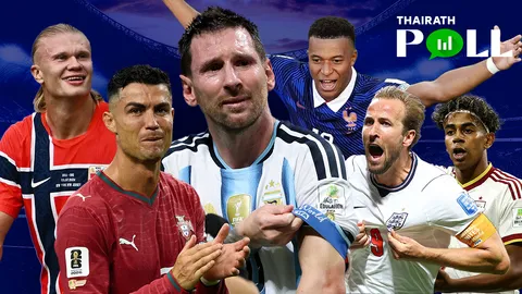 ผู้อ่านไทยรัฐออนไลน์ โหวตอาร์เจนตินา-อังกฤษ คั่วแชมป์ฟุตบอลโลก 2026 เมสซีนักเตะยอดนิยม