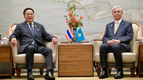 นายกฯ หารือทวิภาคี ปธน.คาซัคสถาน ย้ำไทยพร้อมเป็นประตูสู่อาเซียน