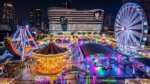 พาเที่ยวสวนสนุก Siam Carnival Funfair สยามคาร์นิวัล พระราม 9 เช็กค่าเข้า-วิธีเดินทางที่นี่