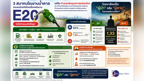 3 สมาคมโรงงานน้ำตาลชวนคิดใหม่เรื่องพลังงาน: E20 ไม่ใช่คำตอบสำเร็จรูป แต่คือก้าวแรกเชิงยุทธศาสตร์