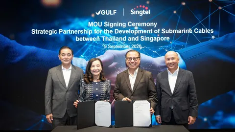 GULF ผนึก Singtel Group ร่วมพัฒนาโครงสร้างพื้นฐานเคเบิลใต้น้ำเชื่อมไทย–สิงคโปร์
