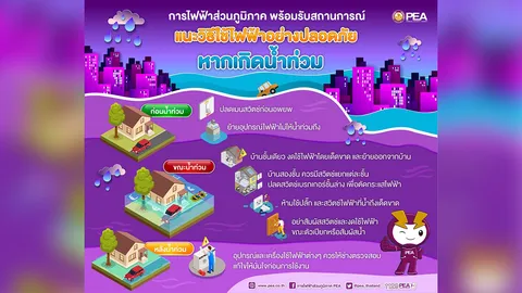 PEA แนะนำการใช้ไฟฟ้า ในกรณีที่มีน้ำท่วมหรือน้ำท่วมขัง