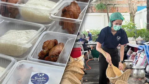 ครัวภูมิใจไทย เสิร์ฟเมนูขวัญใจมหาชน “ข้าวเหนียว-ไก่ทอด-หมูทอด” ส่งต่อผู้ประสบภัยน้ำท่วม 