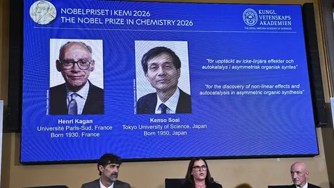 อองรี คากอง–เคนโซ โซอิ คว้าโนเบลเคมี 2026  ไขปริศนาความไม่สมมาตรของโมเลกุล