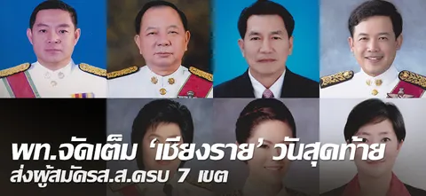 พท.จัดเต็ม'เชียงราย'วันสุดท้าย ส่งผู้สมัครส.ส.ครบ 7 เขต 