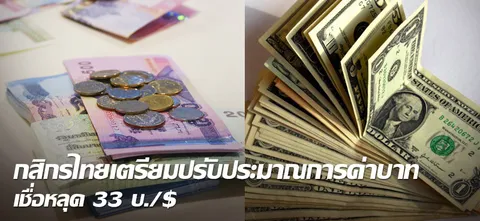 'กสิกรไทย'เตรียมปรับประมาณการค่าบาท เชื่อหลุด 33 บ./$