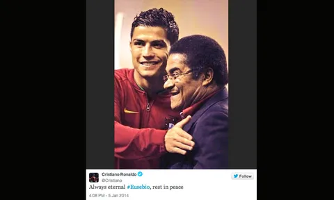 'โรนัลโด-ฟิโก้' ร่วมไว้อาลัย สิ้นตำนาน 'ยูเซบิโอ' 