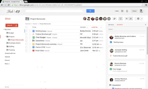 กูเกิลไดรฟ์ เพิ่มแท็บกิจกรรมในเพจผู้ใช้