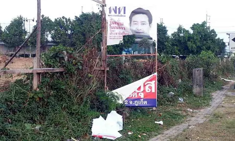 เริ่มป่วนทำลายป้ายหาเสียงในภูเก็ต