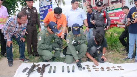 โผล่อีกอาวุธสงคราม ใส่ถุงทิ้งริมถนนเขตสัตหีบ