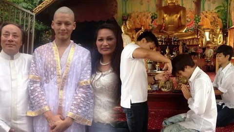'ฮั่น เดอะสตาร์' เข้าพิธีอุปสมบท 'คุณบอย-บี้' นำทีมอนุโมทนาบุญ
