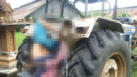 ครอบมุ้งกันต่อต่อย รถไถตกหลุม ดึงตัว-ใบพัดเฉาะดับสยอง