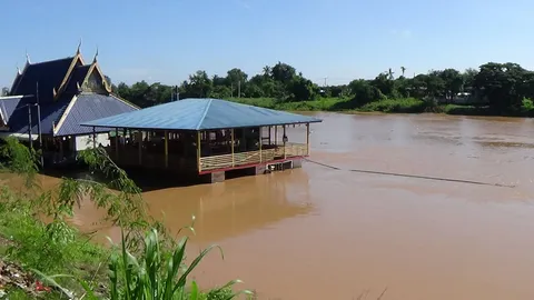 'เจ้าพระยา' ที่อ่างทอง ลดระดับลงต่อเนื่อง