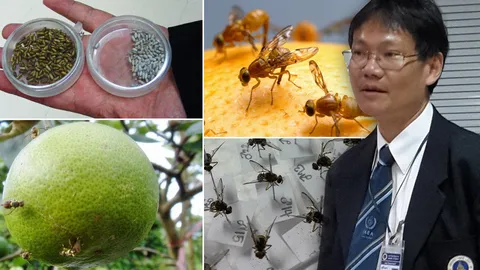 ฉายแสง..แยกสีดักแด้ ลดแมลงส่ายก้นเจาะผลไม้