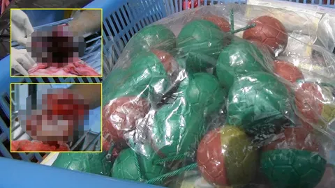 ประทัดลูกบอลบึม มือขาด-ไส้แตก