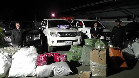 ตม.สระแก้ว สกัดจับแก๊งขนสินค้าเถื่อนจากเขมร ค่านับล้าน