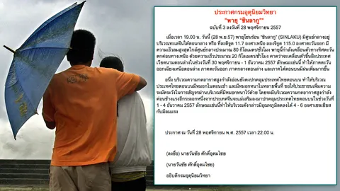 อุตุฯ เตือนพายุโซนร้อน'ซินลากู'ขึ้นเวียดนามตอนใต้ ทำไทยฝนเพิ่ม