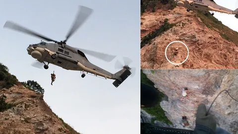 ระทึก! ฝรั่งปีนผาหาดแสมเกาะล้าน เกิดขาติดซอกหิน ต้องเร่งช่วยเหลือ (ชมคลิป)