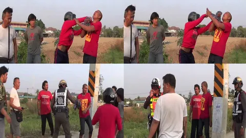 ซัดกันนัว! ต่อยร่วงขาใหญ่ เหตุจากจยย.ชนกัน 