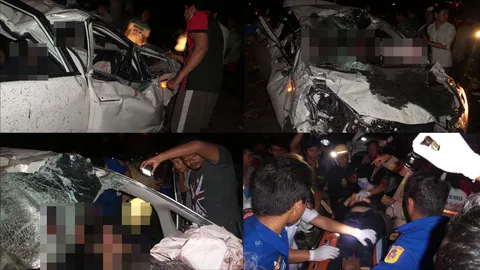 ปิกอัพชนแหลกรถเก๋ง! คนขับตายคาถนน คู่กรณีเจ็บ4