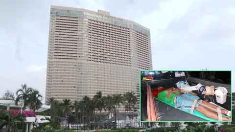 ฝรั่งเล่นร่มร่อน ลมพัดลอยละลิ่ว ร่างค้างชั้น 40 โรงแรมดัง เจ็บ 2