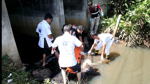 ฆ่าทุบกะโหลก-ฟันท้ายทอย หนุ่มสักมังกร หิ้วศพทิ้งลำราง