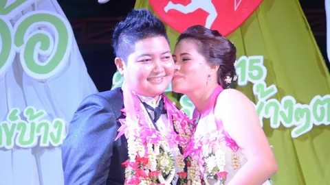 ชื่นมื่น! สาวหล่อแต่งหญิงสุดสวีต หลังบ่มรักหวานฉ่ำ 9 ปี