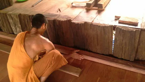 สุดทึ่ง! พระงมไม้ในน้ำ สร้างศาลาวัด-กุฏิ