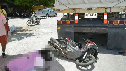 หนุ่มโฮมโปรภูเก็ต ซิ่ง จยย.เสยท้าย พ่วง 18 ล้อ ดับคาที่