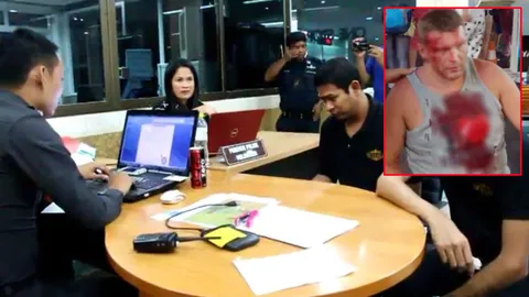 หนุ่มฝรั่งเมาป่วนอะโกโก้พัทยา ชกปาก รปภ. โดนฟาดหน้าแหก  