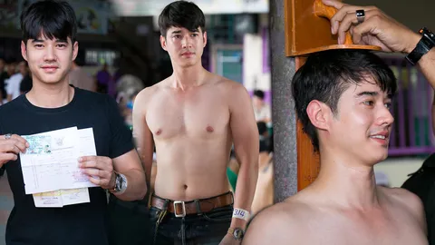 กลืนน้ำลายดังเอื้อก 'มาริโอ้' โชว์หุ่น! จับได้ใบดำรอดทหาร  (ชมคลิป)