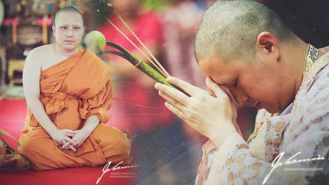 สุกปลั่ง อิ่มบุญ! เก็บอิริยาบถภาพ หมอช้าง 'ทศพร ศรีตุลา' สู่ร่มกาสาวพัสตร์เรียบง่าย