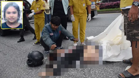 ฟอร์จูนเนอร์เฉี่ยวบิ๊กไบค์ นศ.สาวซ้อนท้ายร่วง 18 ล้อเหยียบซ้ำดับ