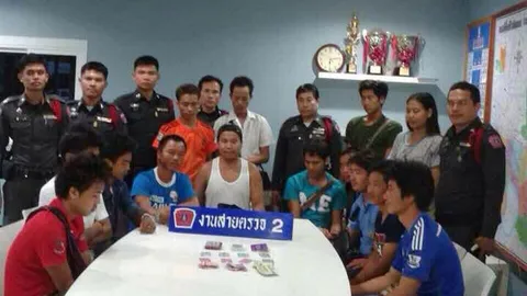 ตร.191 บุกจับ14 นักพนันไทย-พม่า ลักลอบเล่นไพ่ป๊อก
