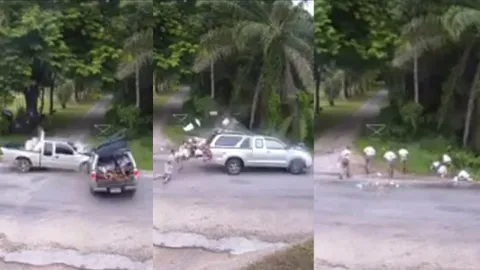 ชนกระจายของจริง ! นักเรียนร่างลอยคว้าง แต่ลุกเดินเฉยเลย (ชมคลิป)