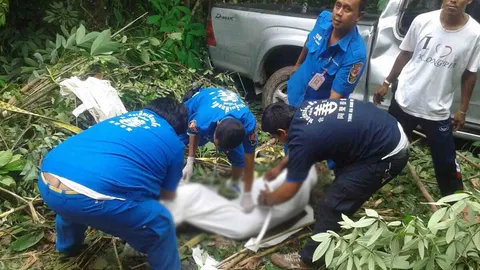 ตชด.ซิ่งปิกอัพเสียหลักพลัดตกโค้งหมีตาย สงขลา ดับ1เจ็บ1