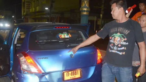 โจ๋กาญจน์ยิงปืนขู่คู่อริกลางตลาด ตร.ไล่จับทั้งเมือง สุดท้ายยางแตกโดนรวบ