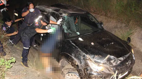 หนุ่มอุดรฯ ซิ่งกระบะตกคลอง คอหัก ดับอนาถ