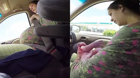 สุดอัศจรรย์! คลิปนาทีชีวิต คุณแม่ใจเด็ด “คลอดลูก” บนรถ ระหว่างทางไปรพ.