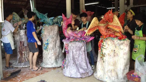 สุดวิจิตรงดงาม! อุบลฯ ทำเทียนหอมสัตว์ป่าหิมพานต์ 