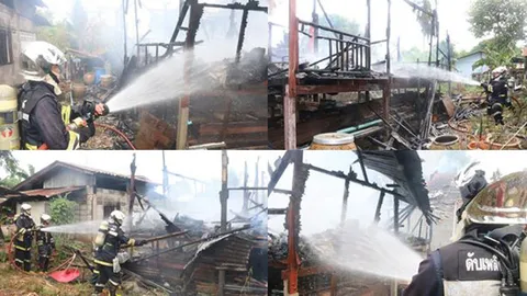 บ้านไม้พันจ่าโท นาวิกฯ เพลิงไหม้วอด คาดไฟฟ้าลัดวงจร 