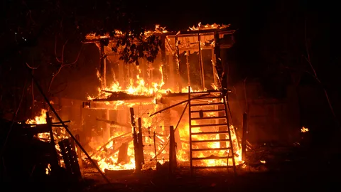 ไฟไหม้ยุ้งข้าวเก่ากลางดึก ฝูงหมาช่วยกันเห่าเรียกเจ้าของ 