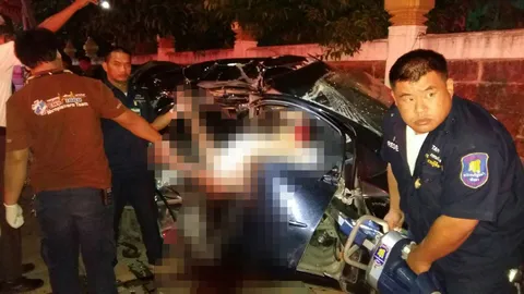 สาวผู้ช่วยนิติกรเมืองพัทยา ซิ่งยาริสเสยตอม่อสะพานลอยดับคาที่