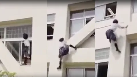 อึ้ง ทึ่ง เสียว! นักเรียนสาวชาวญี่ปุ่น โชว์ลีลาปีนตึกที่ใครเห็นเป็นต้องตะลึง