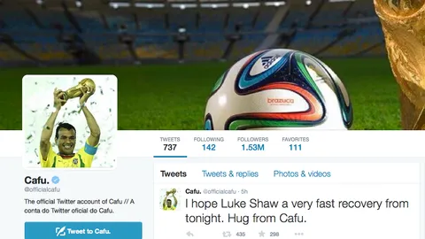 'คาฟู' ทวีตให้กำลังใจ 'ชอว์' ฝ่าวิกฤติอาการบาดเจ็บโดยเร็ว