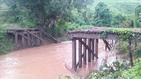ฝนถล่มเชียงราย น้ำป่าหลากตลิ่งพัง-สะพานขาด 3 ตำบลอ่วม ขนของหนีไม่ทัน