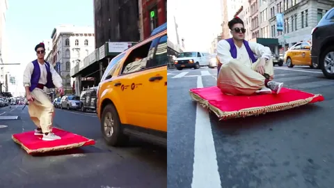 เหมือนฝัน! หนุ่มปิ๊งไอเดียประดิษฐ์พรมวิเศษแล่นในนิวยอร์ก