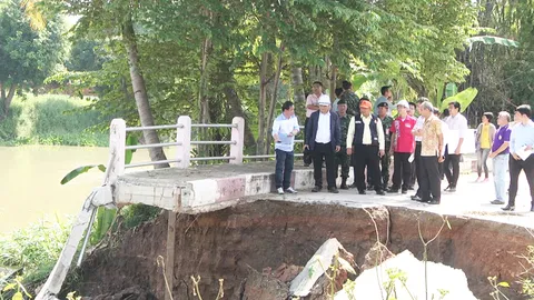 ชัยนาทตลิ่งทรุดตัวหลายจุด! กรมโยธาฯ ลงพื้นที่ เร่งหาทางแก้ 