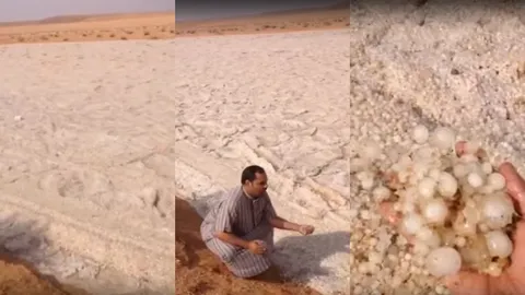 ตื่นตา! ธรรมชาติสุดแปลก 'แม่น้ำลูกเห็บ' กลางทะลทรายอิรัก (ชมคลิป)